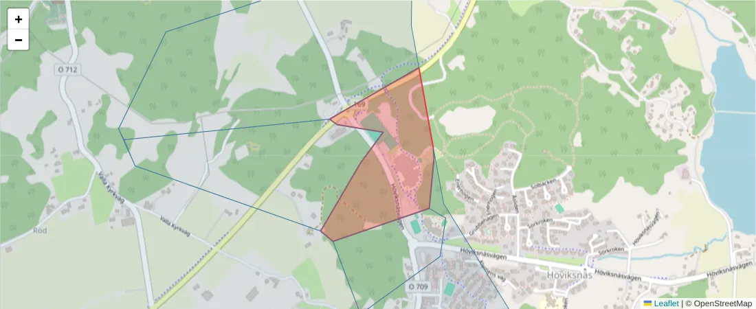 Karta över postnummerområdet  och angränsande postnummer i Sverige