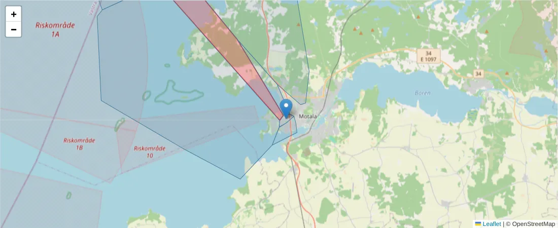 Karta över postnummerområdet  och angränsande postnummer i Sverige