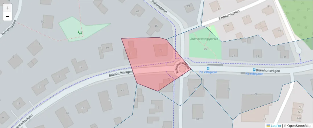 Karta över postnummerområdet  och angränsande postnummer i Sverige
