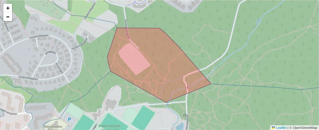 Karta över postnummerområdet  och angränsande postnummer i Sverige