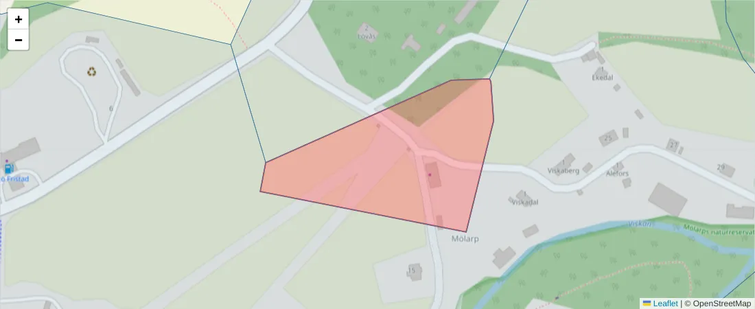 Karta över postnummerområdet  och angränsande postnummer i Sverige