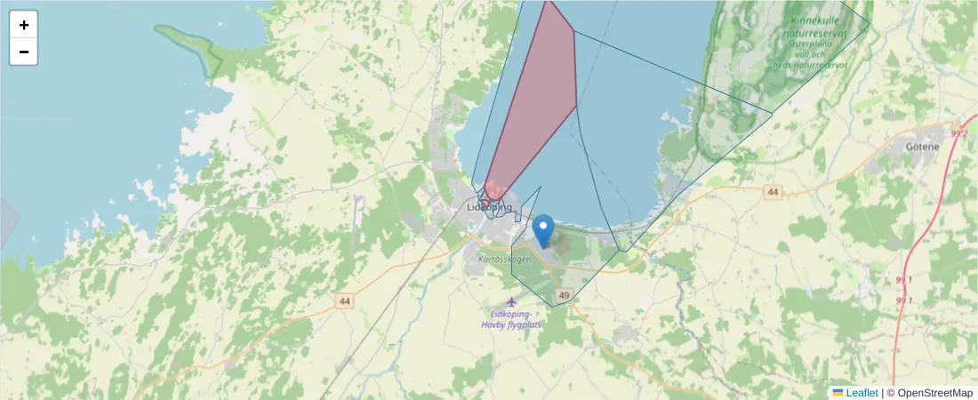 Karta över postnummerområdet  och angränsande postnummer i Sverige