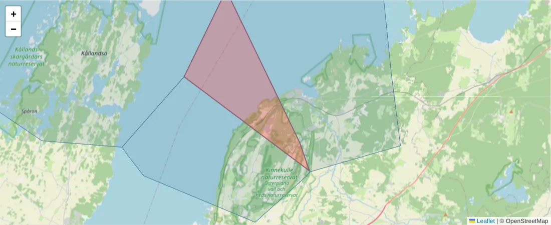 Karta över postnummerområdet  och angränsande postnummer i Sverige