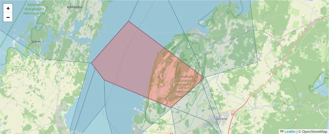 Karta över postnummerområdet  och angränsande postnummer i Sverige