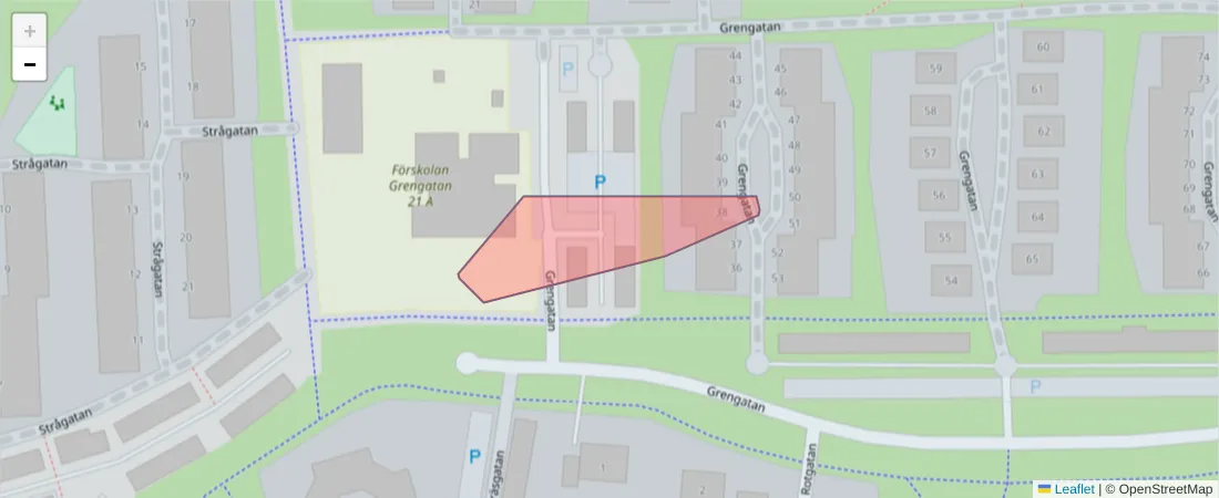 Karta över postnummerområdet  och angränsande postnummer i Sverige