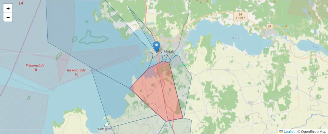 Karta över postnummerområdet  och angränsande postnummer i Sverige