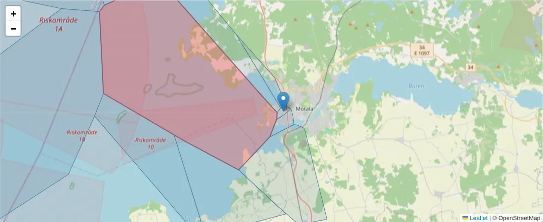 Karta över postnummerområdet  och angränsande postnummer i Sverige