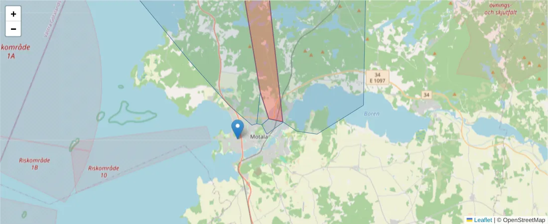 Karta över postnummerområdet  och angränsande postnummer i Sverige