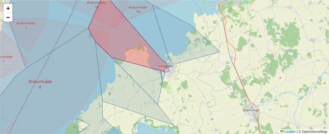 Karta över postnummerområdet  och angränsande postnummer i Sverige