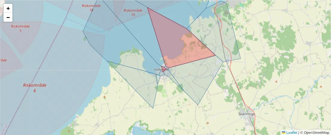 Karta över postnummerområdet  och angränsande postnummer i Sverige