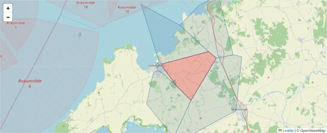 Karta över postnummerområdet  och angränsande postnummer i Sverige