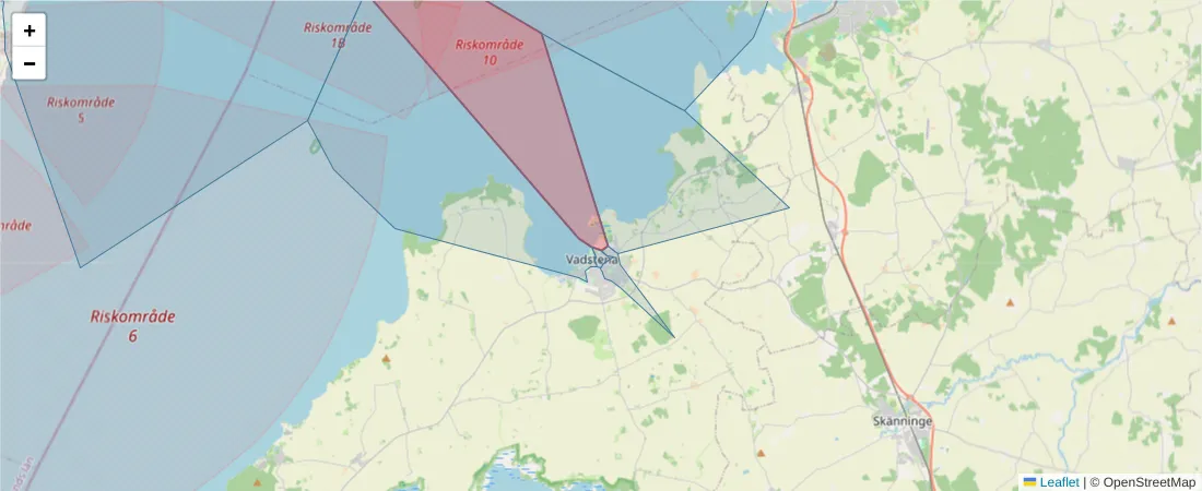 Karta över postnummerområdet  och angränsande postnummer i Sverige