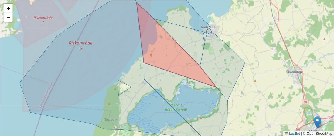 Karta över postnummerområdet  och angränsande postnummer i Sverige
