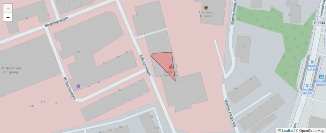 Karta över postnummerområdet  och angränsande postnummer i Sverige