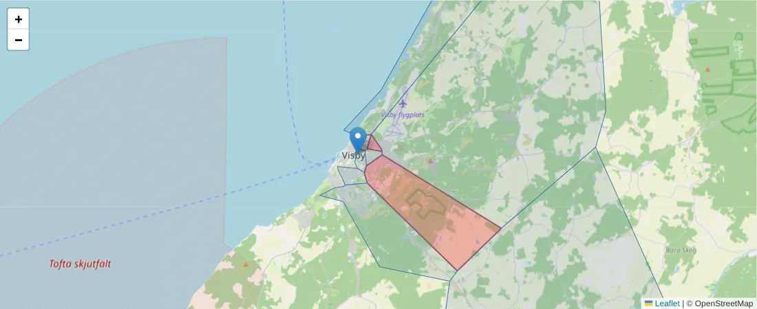 Karta över postnummerområdet  och angränsande postnummer i Sverige