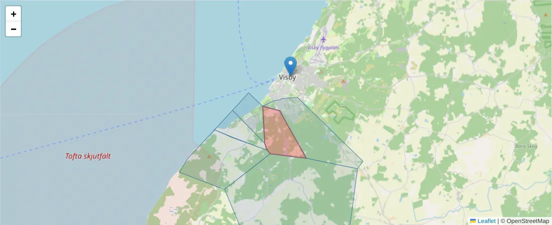 Karta över postnummerområdet  och angränsande postnummer i Sverige