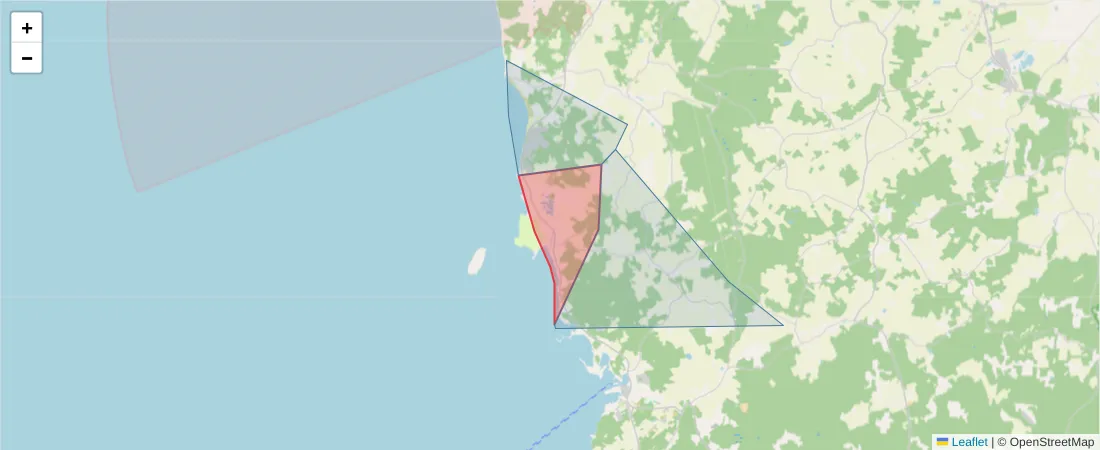 Karta över postnummerområdet  och angränsande postnummer i Sverige