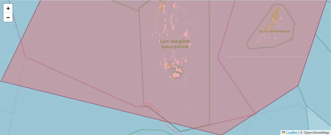 Karta över postnummerområdet  och angränsande postnummer i Sverige