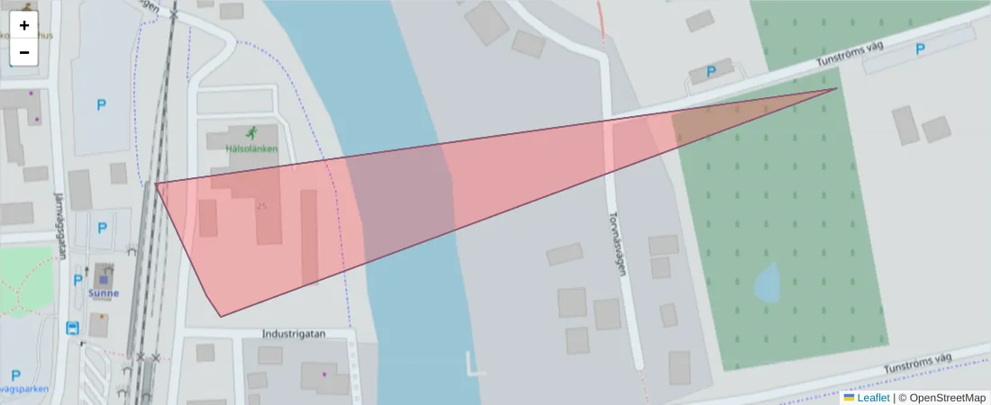 Karta över postnummerområdet  och angränsande postnummer i Sverige