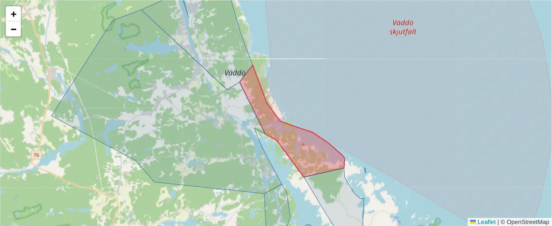 Karta över postnummerområdet  och angränsande postnummer i Sverige