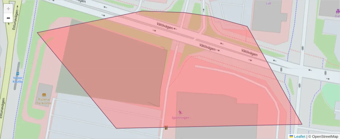 Karta över postnummerområdet  och angränsande postnummer i Sverige