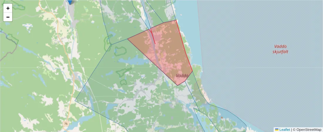Karta över postnummerområdet  och angränsande postnummer i Sverige