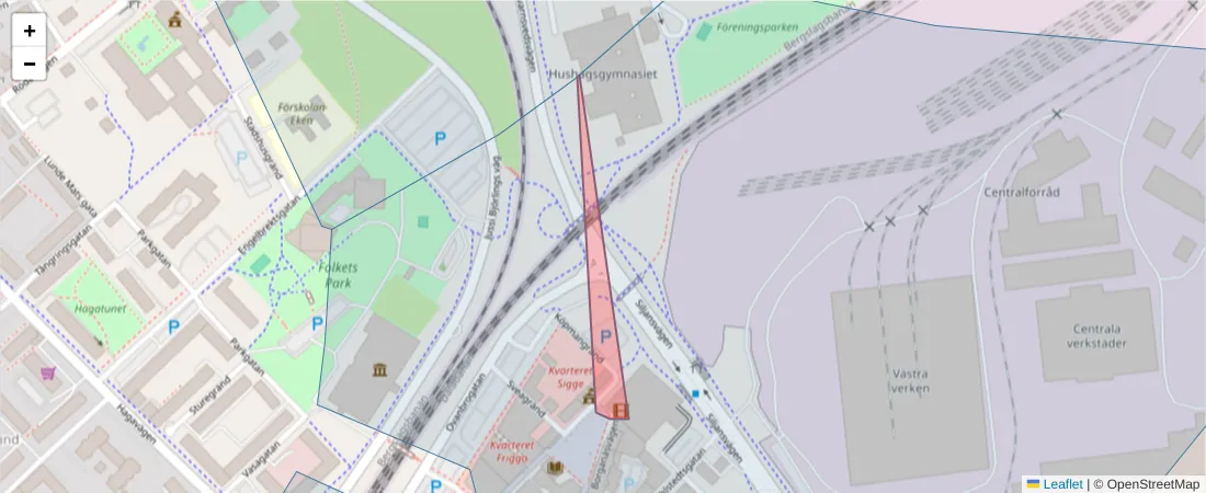 Karta över postnummerområdet  och angränsande postnummer i Sverige