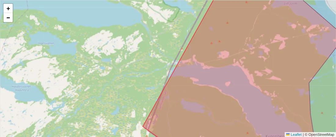 Karta över postnummerområdet  och angränsande postnummer i Sverige