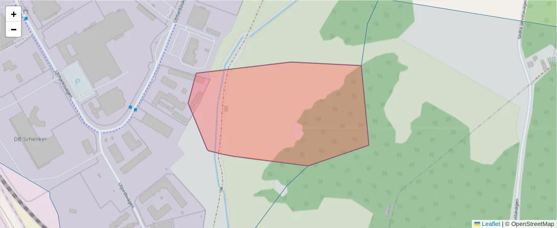 Karta över postnummerområdet  och angränsande postnummer i Sverige