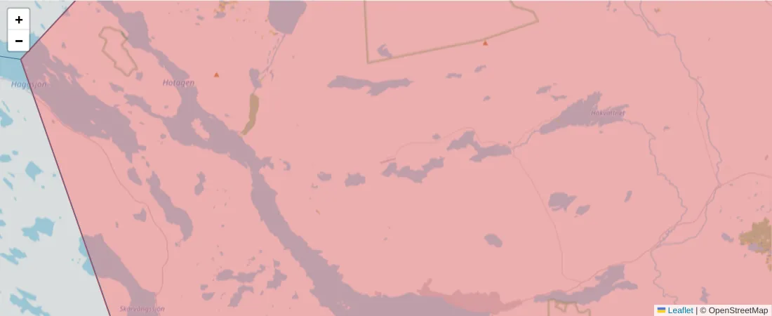 Karta över postnummerområdet  och angränsande postnummer i Sverige