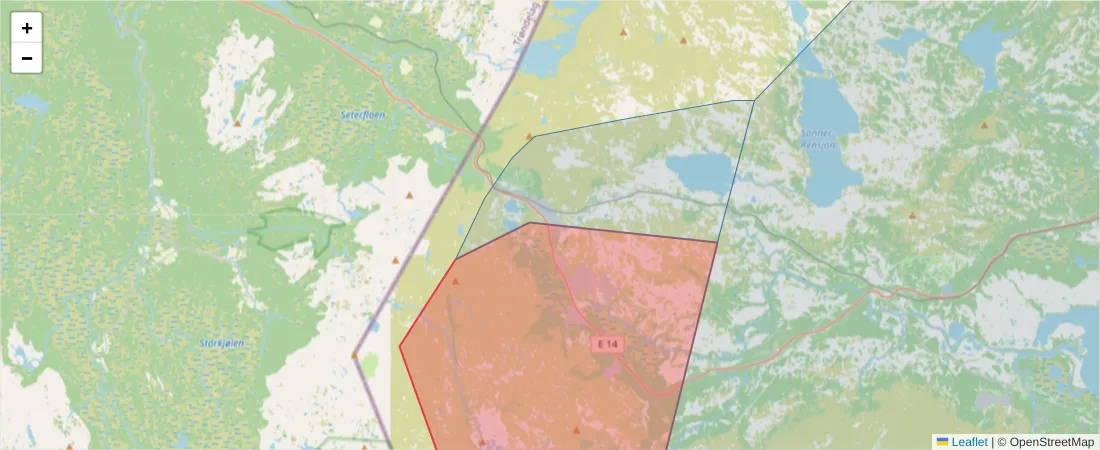 Karta över postnummerområdet  och angränsande postnummer i Sverige