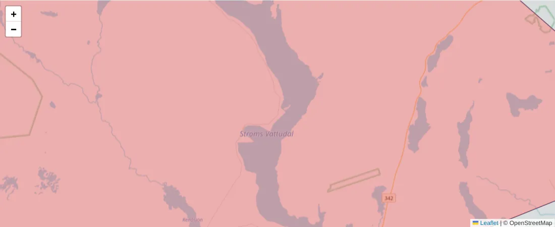 Karta över postnummerområdet  och angränsande postnummer i Sverige