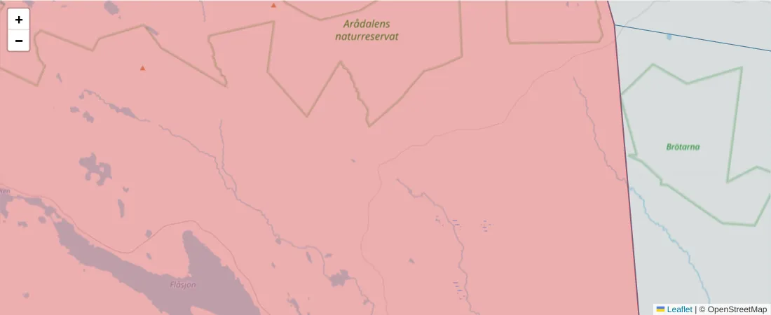 Karta över postnummerområdet  och angränsande postnummer i Sverige