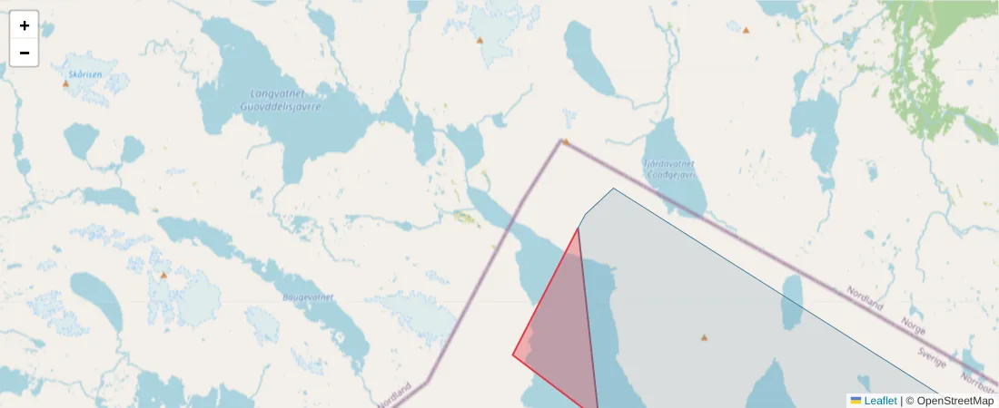 Karta över postnummerområdet  och angränsande postnummer i Sverige