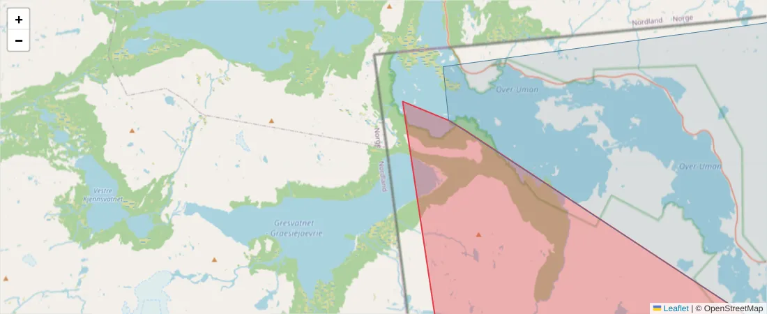Karta över postnummerområdet  och angränsande postnummer i Sverige