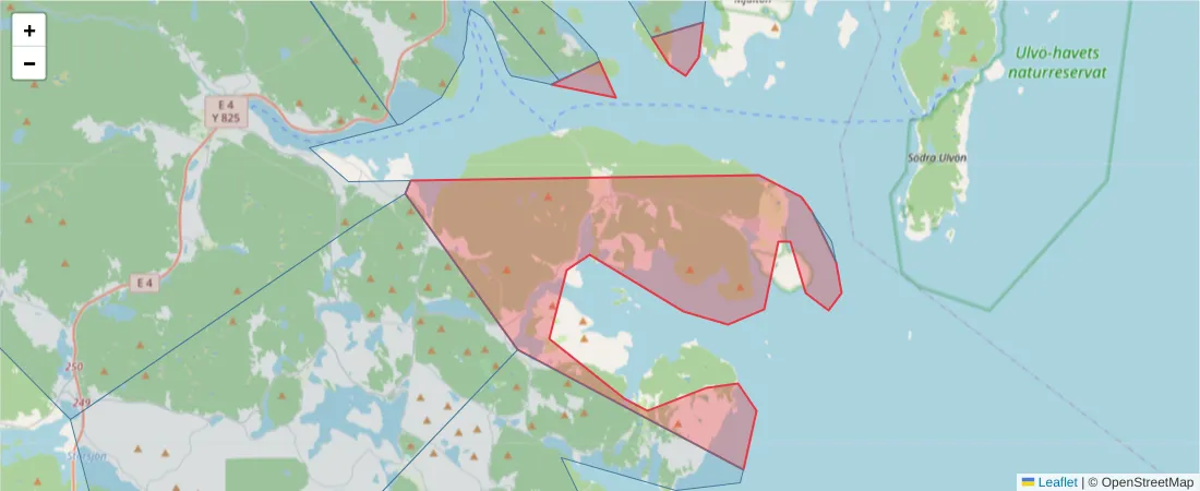 Karta över postnummerområdet  och angränsande postnummer i Sverige