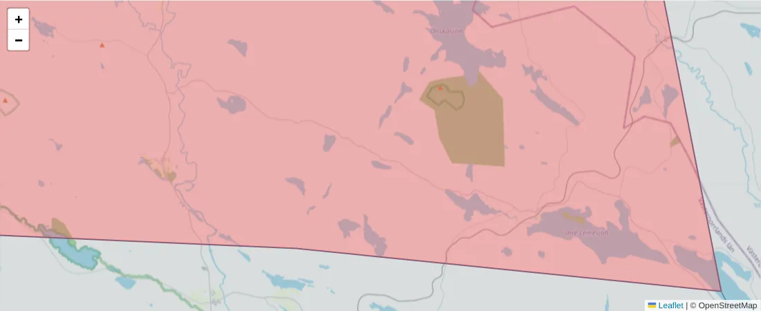 Karta över postnummerområdet  och angränsande postnummer i Sverige