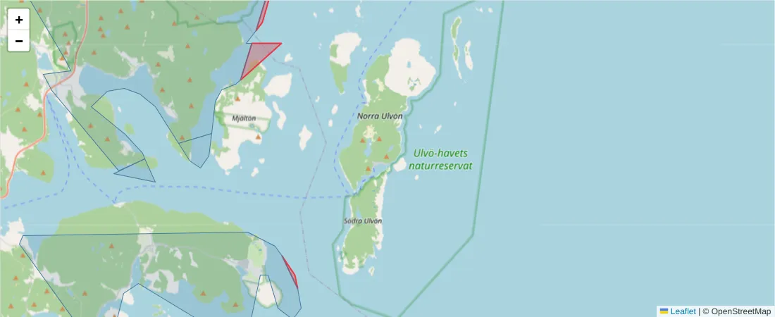 Karta över postnummerområdet  och angränsande postnummer i Sverige