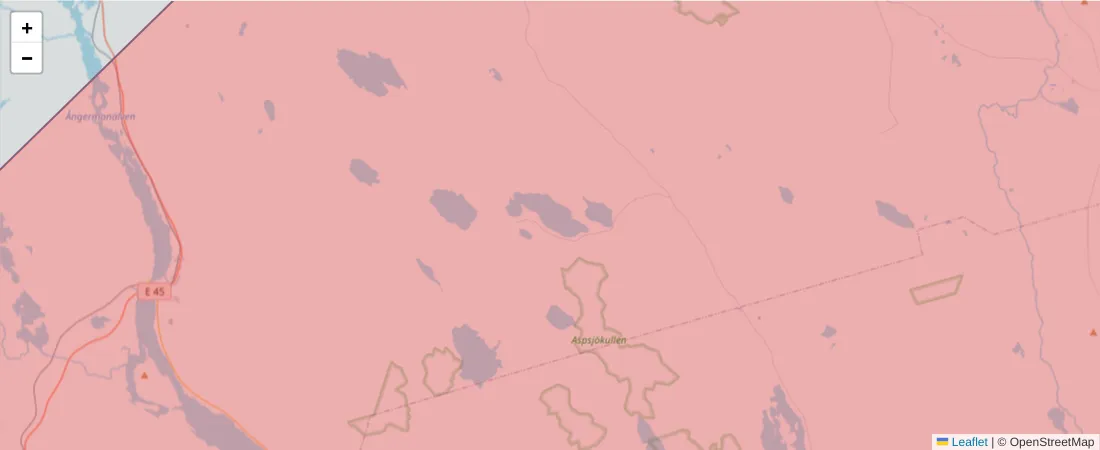 Karta över postnummerområdet  och angränsande postnummer i Sverige