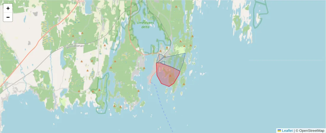 Karta över postnummerområdet  och angränsande postnummer i Sverige