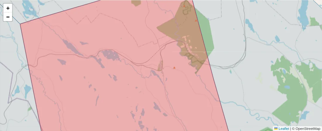 Karta över postnummerområdet  och angränsande postnummer i Sverige