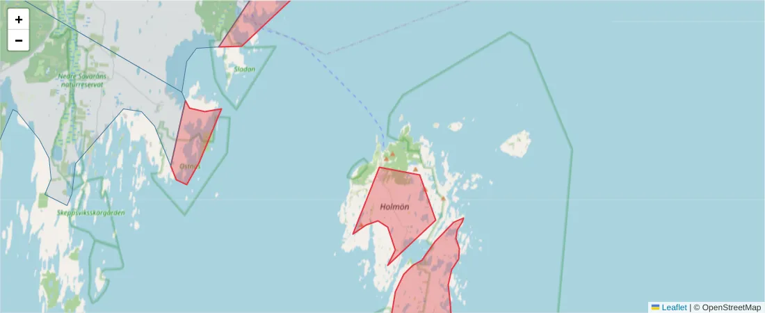 Karta över postnummerområdet  och angränsande postnummer i Sverige