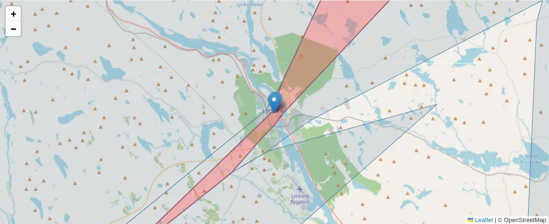 Karta över postnummerområdet  och angränsande postnummer i Sverige