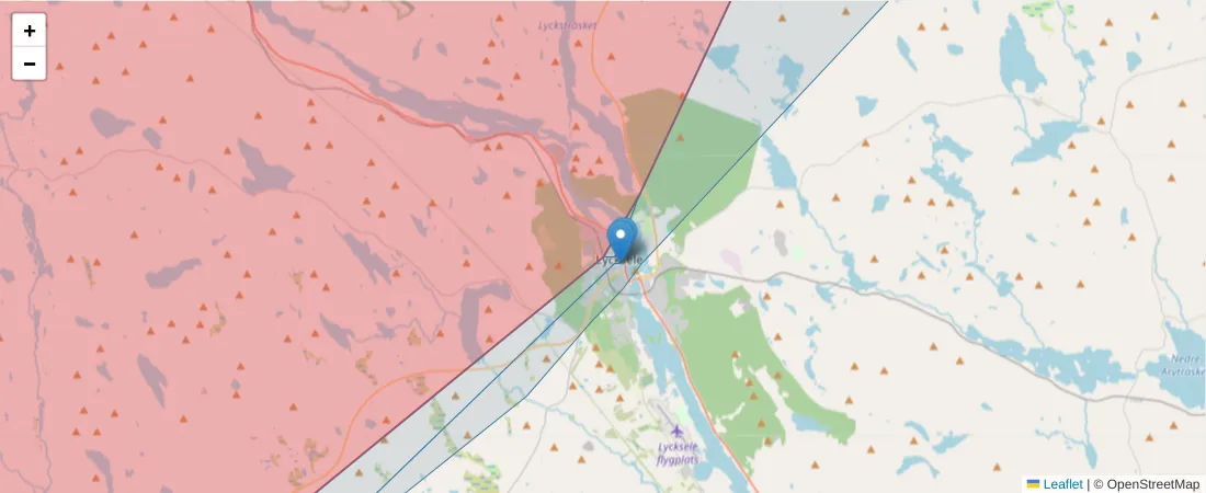 Karta över postnummerområdet  och angränsande postnummer i Sverige