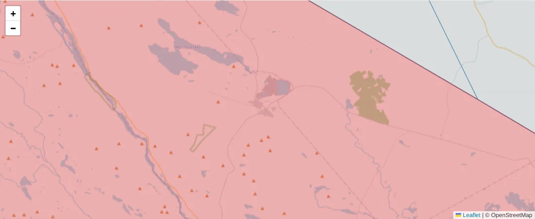 Karta över postnummerområdet  och angränsande postnummer i Sverige