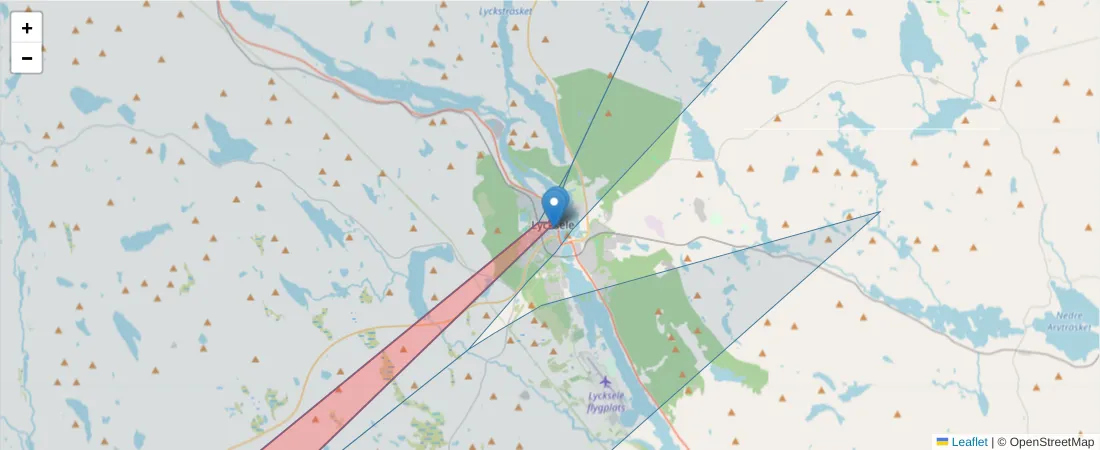 Karta över postnummerområdet  och angränsande postnummer i Sverige