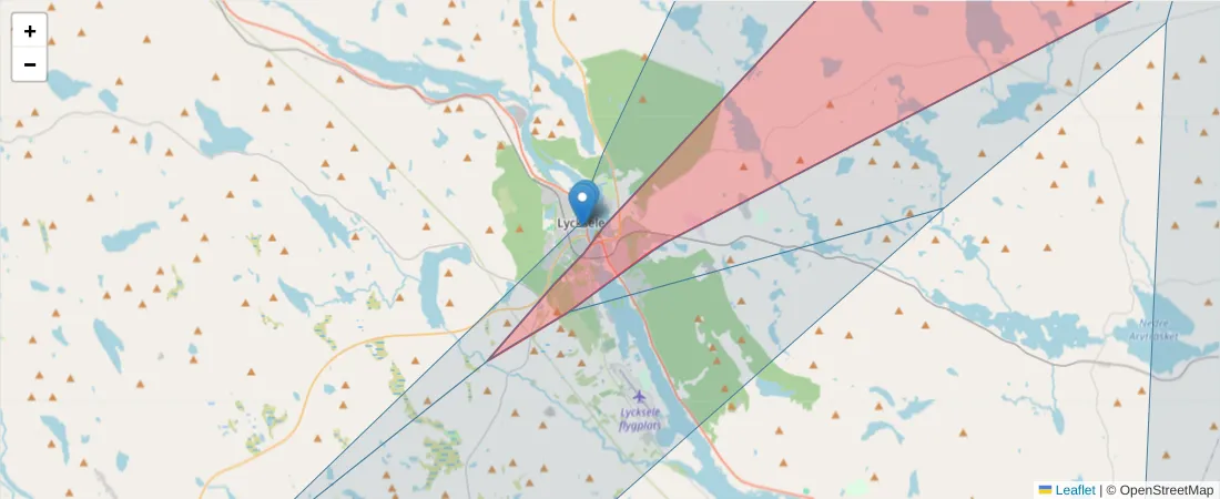 Karta över postnummerområdet  och angränsande postnummer i Sverige