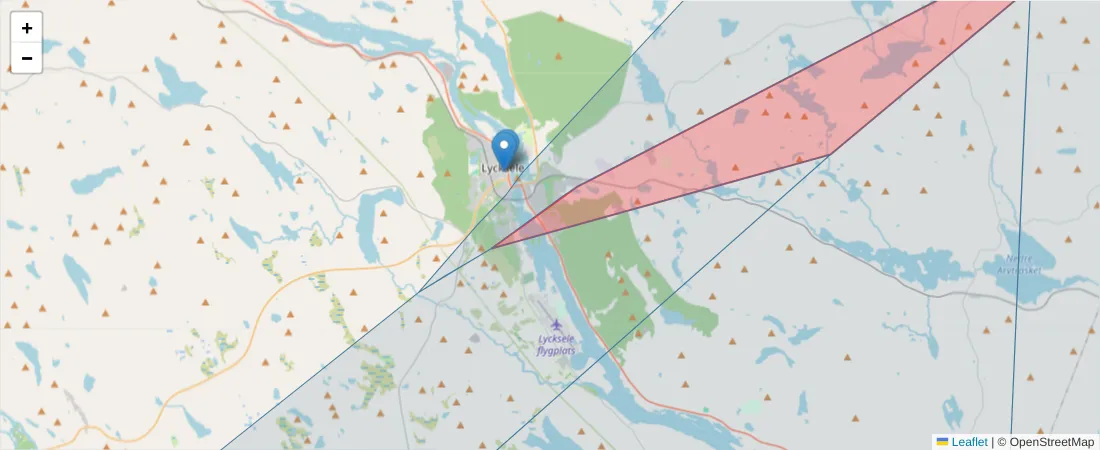 Karta över postnummerområdet  och angränsande postnummer i Sverige