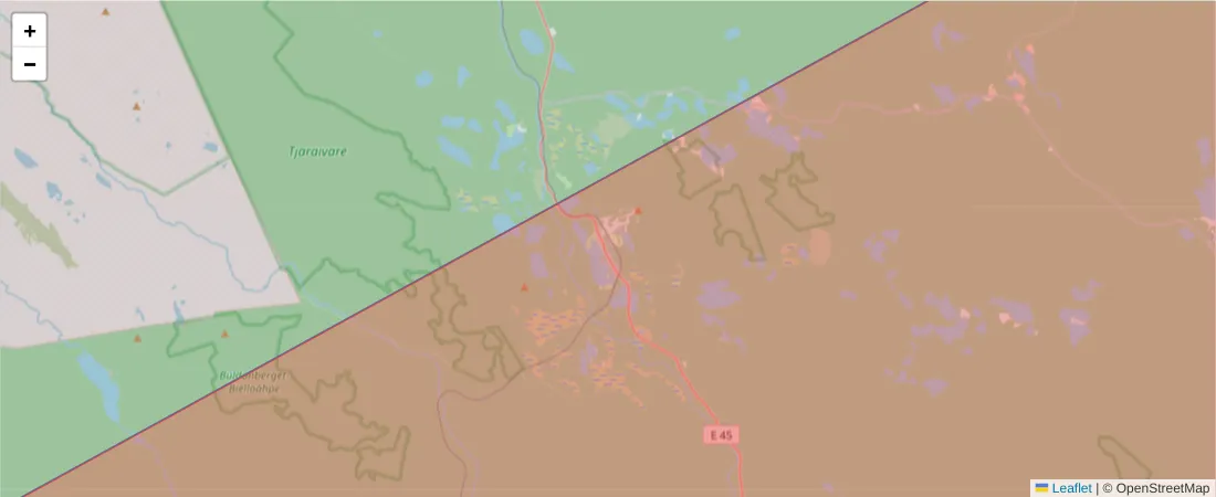 Karta över postnummerområdet  och angränsande postnummer i Sverige