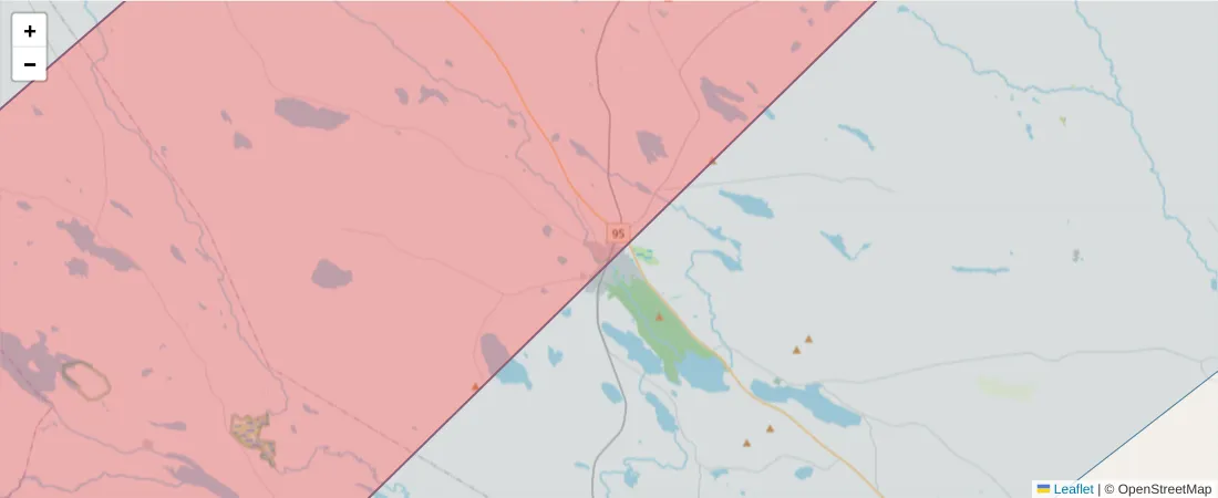 Karta över postnummerområdet  och angränsande postnummer i Sverige